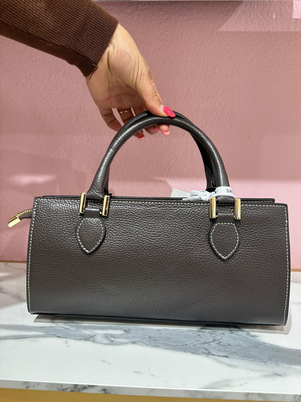 Borsa a mano in pelle martellata
