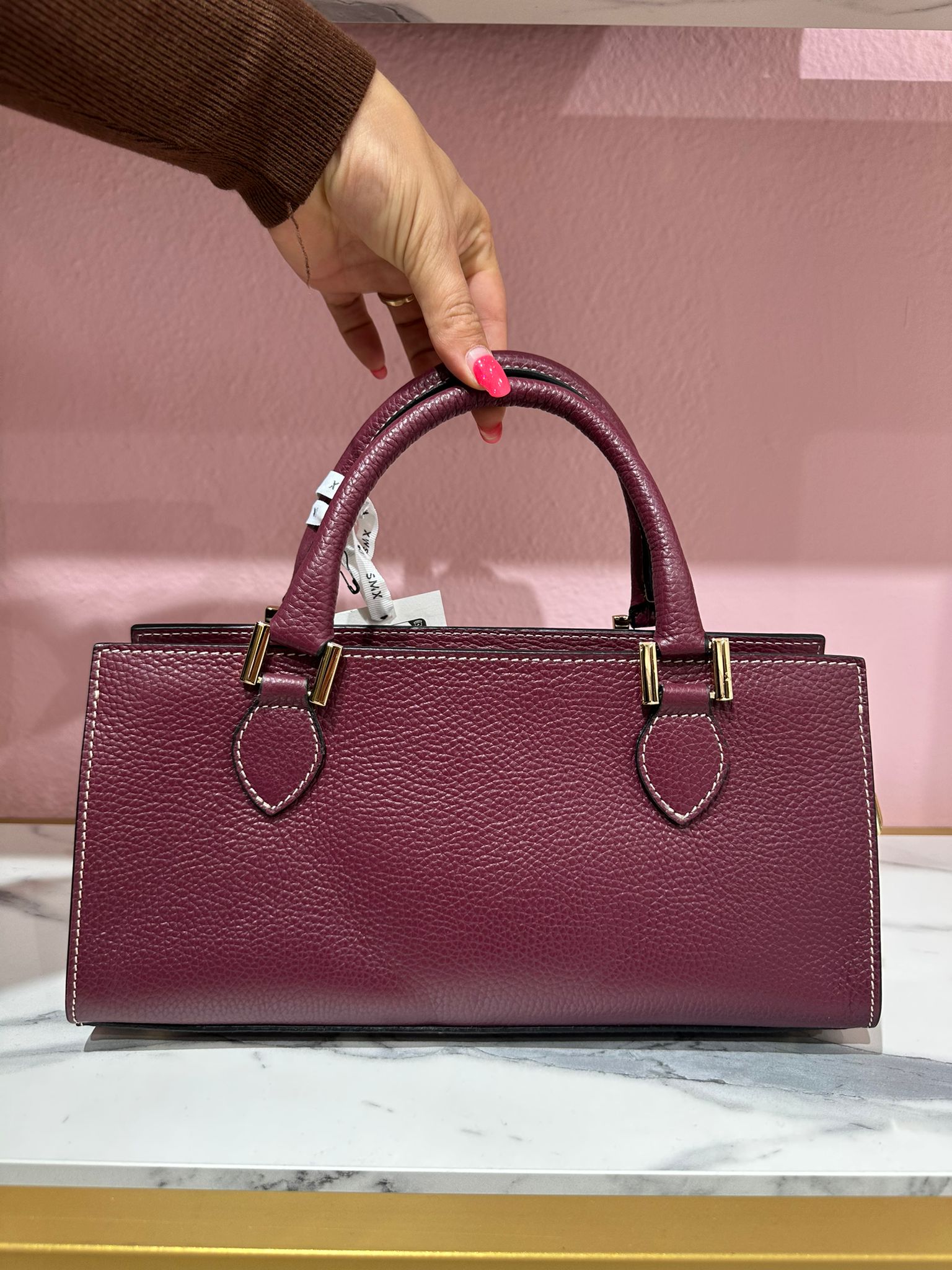 Borsa a mano in pelle martellata