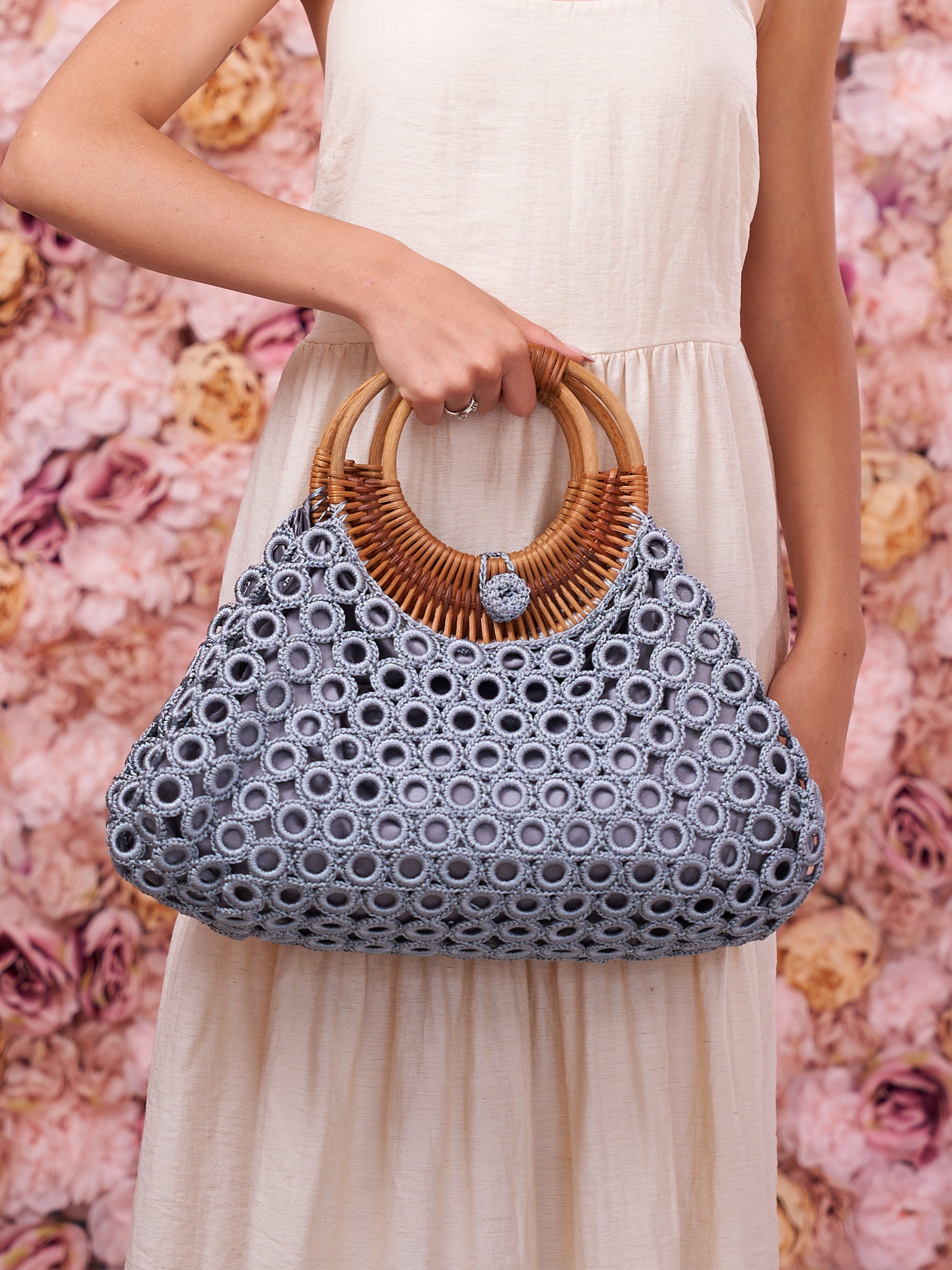 Borsa Crochet con Manico in Paglia