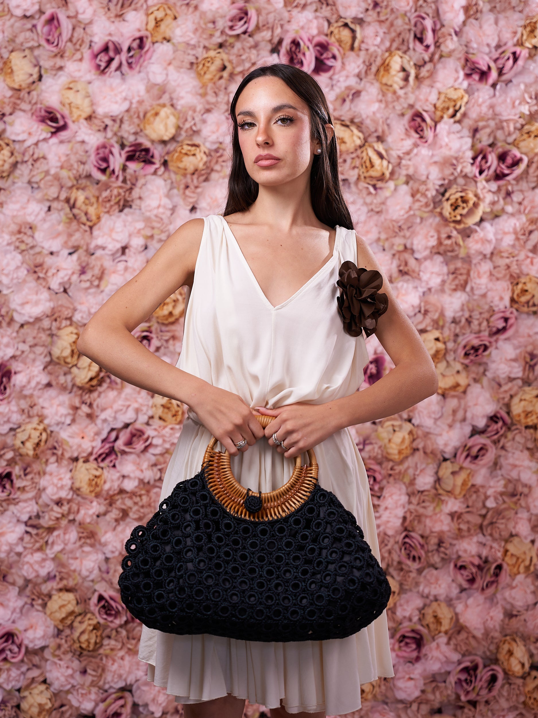 Borsa Crochet con Manico in Paglia