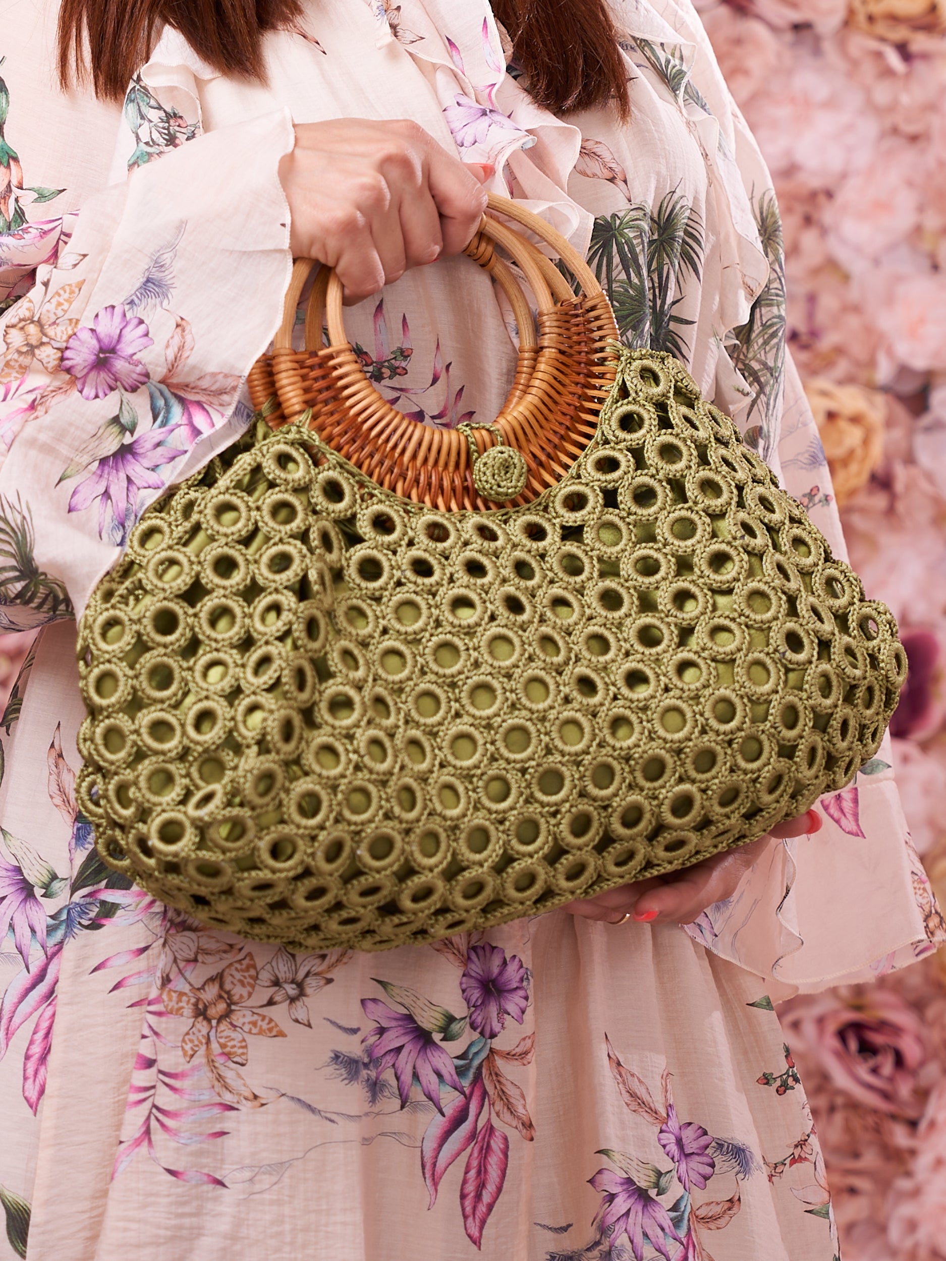 Borsa Crochet con Manico in Paglia