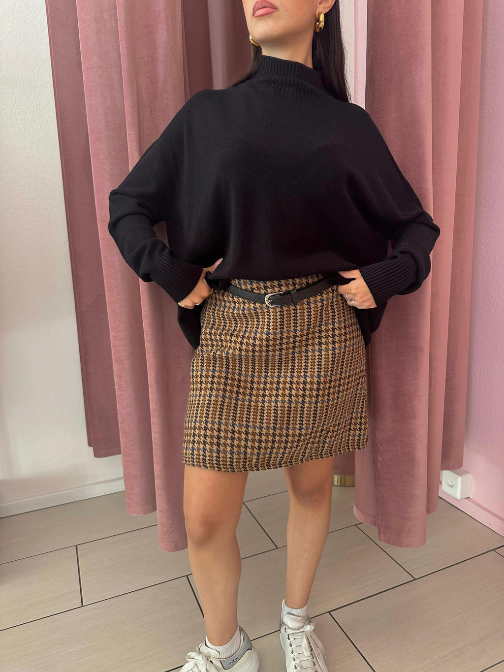 Mini Gonna Fantasia Pied de Poule