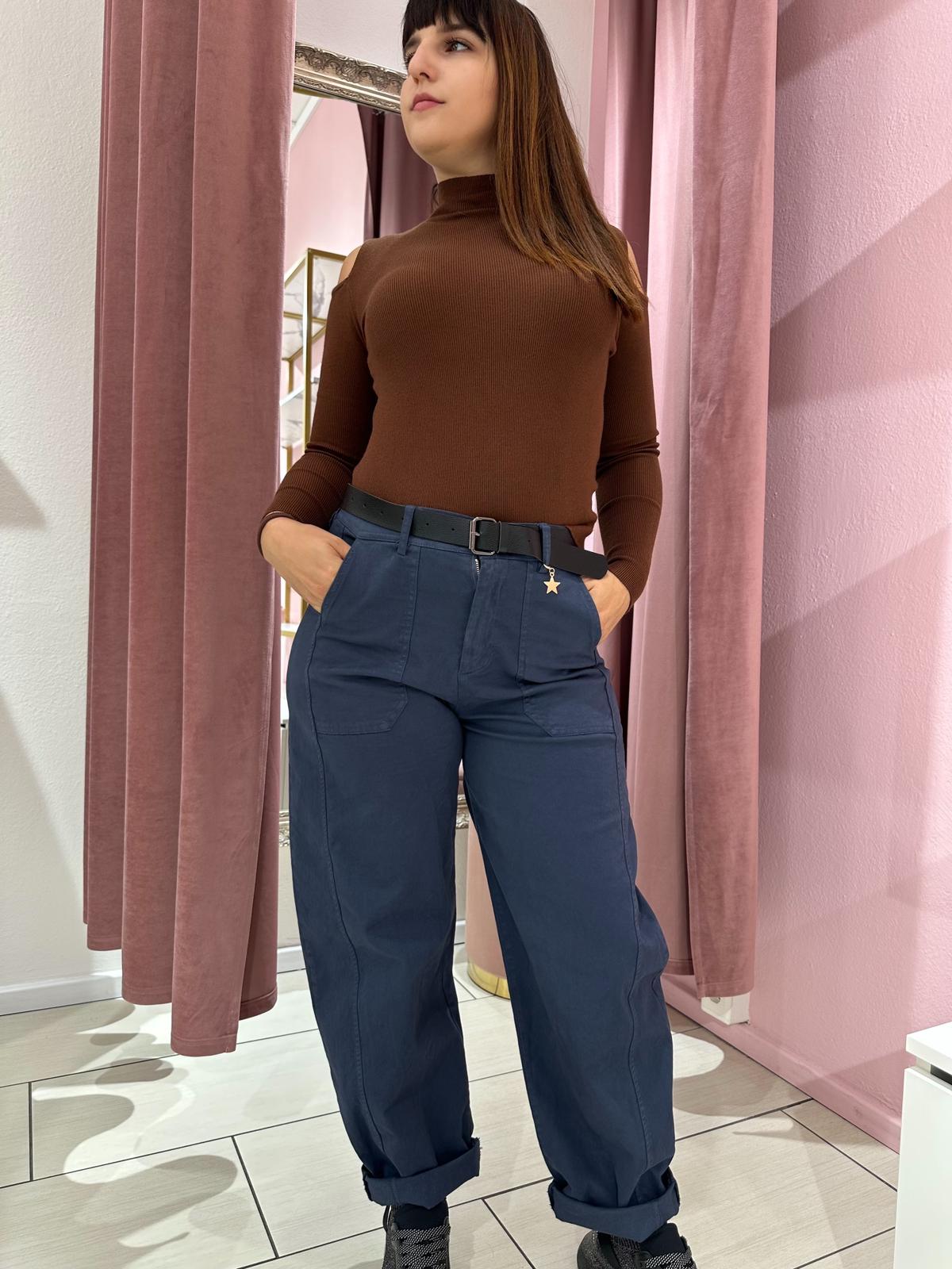 Pantalone Blu con Cintura