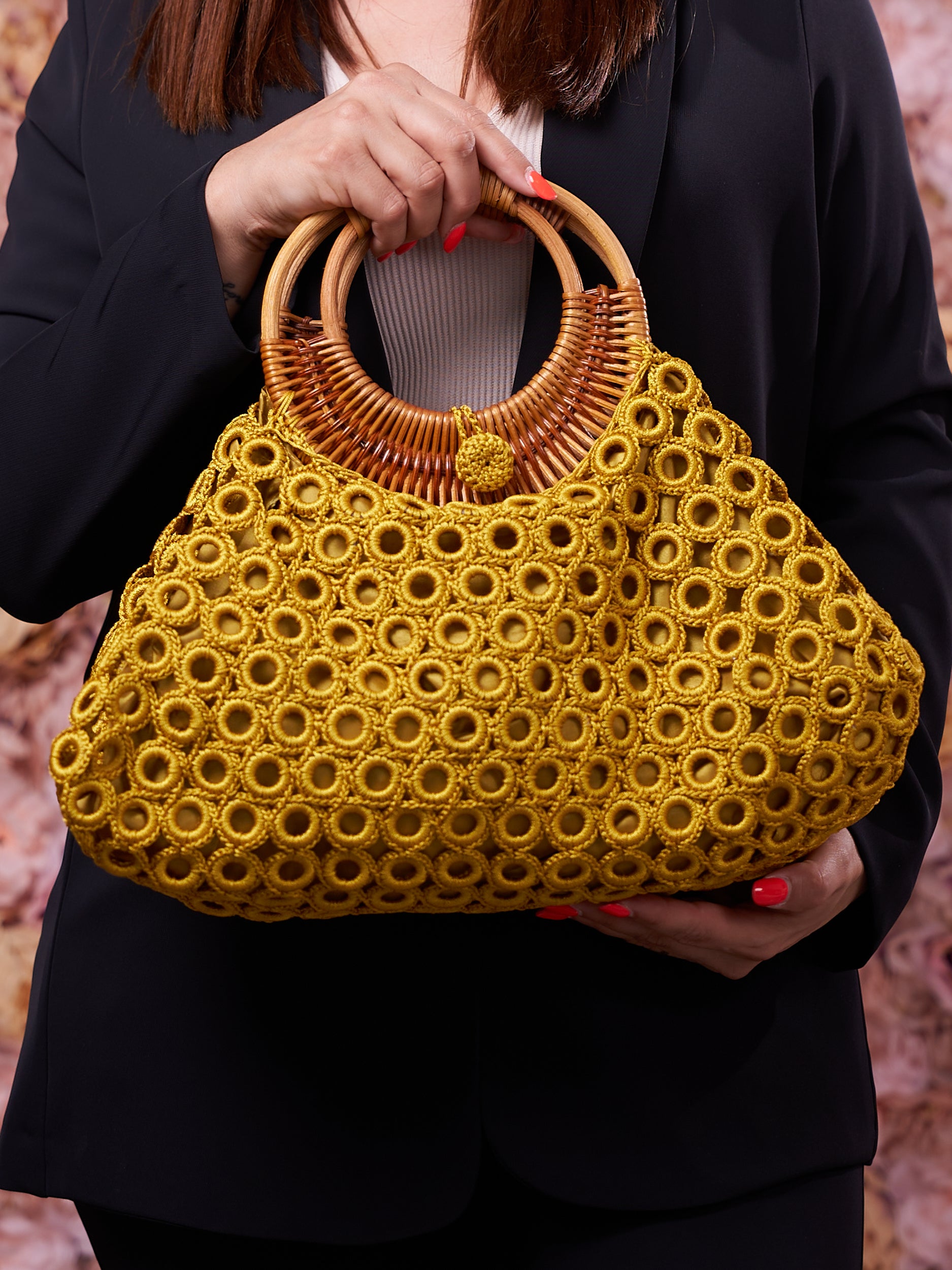 Borsa Crochet con Manico in Paglia