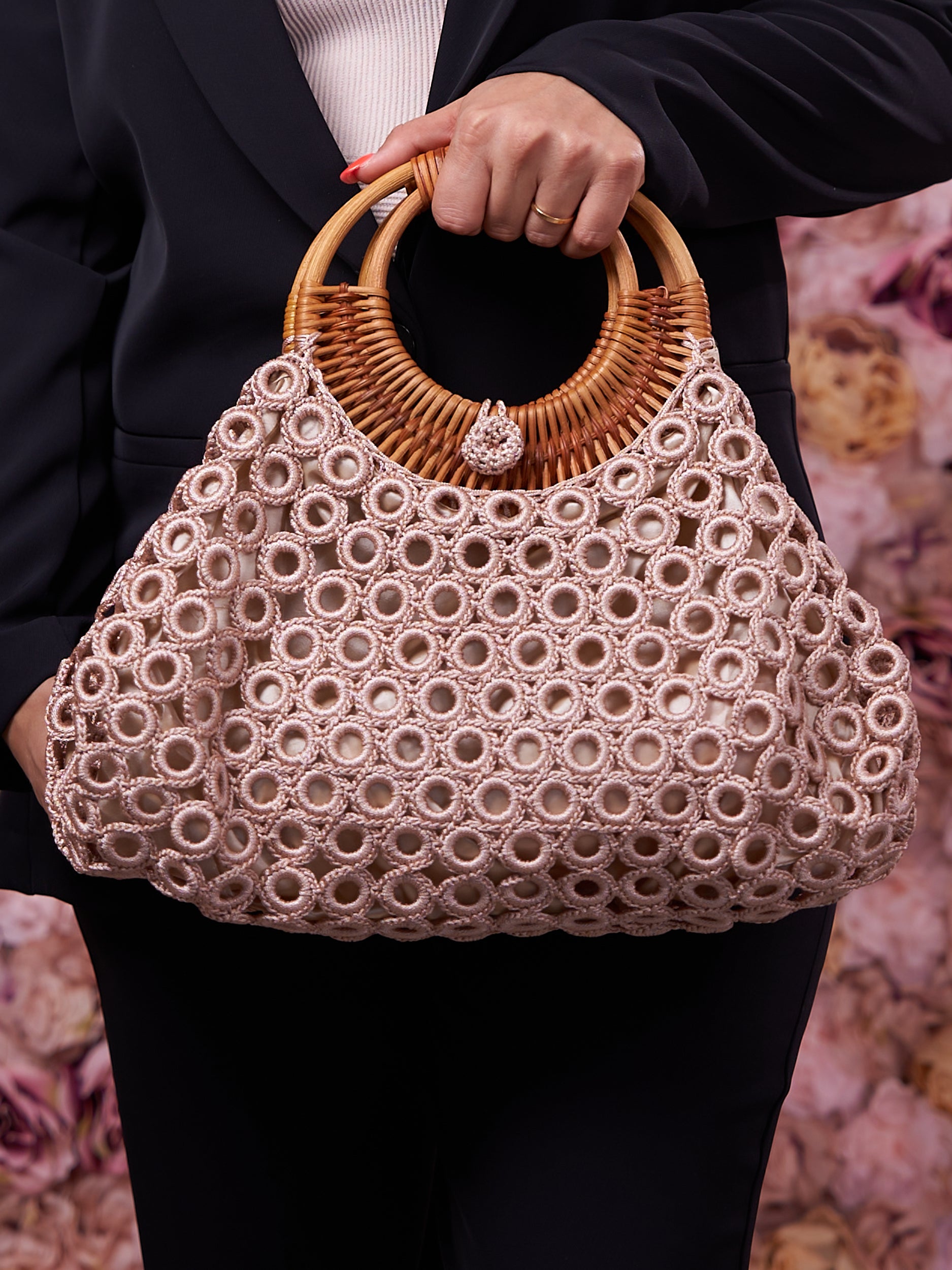 Borsa Crochet con Manico in Paglia