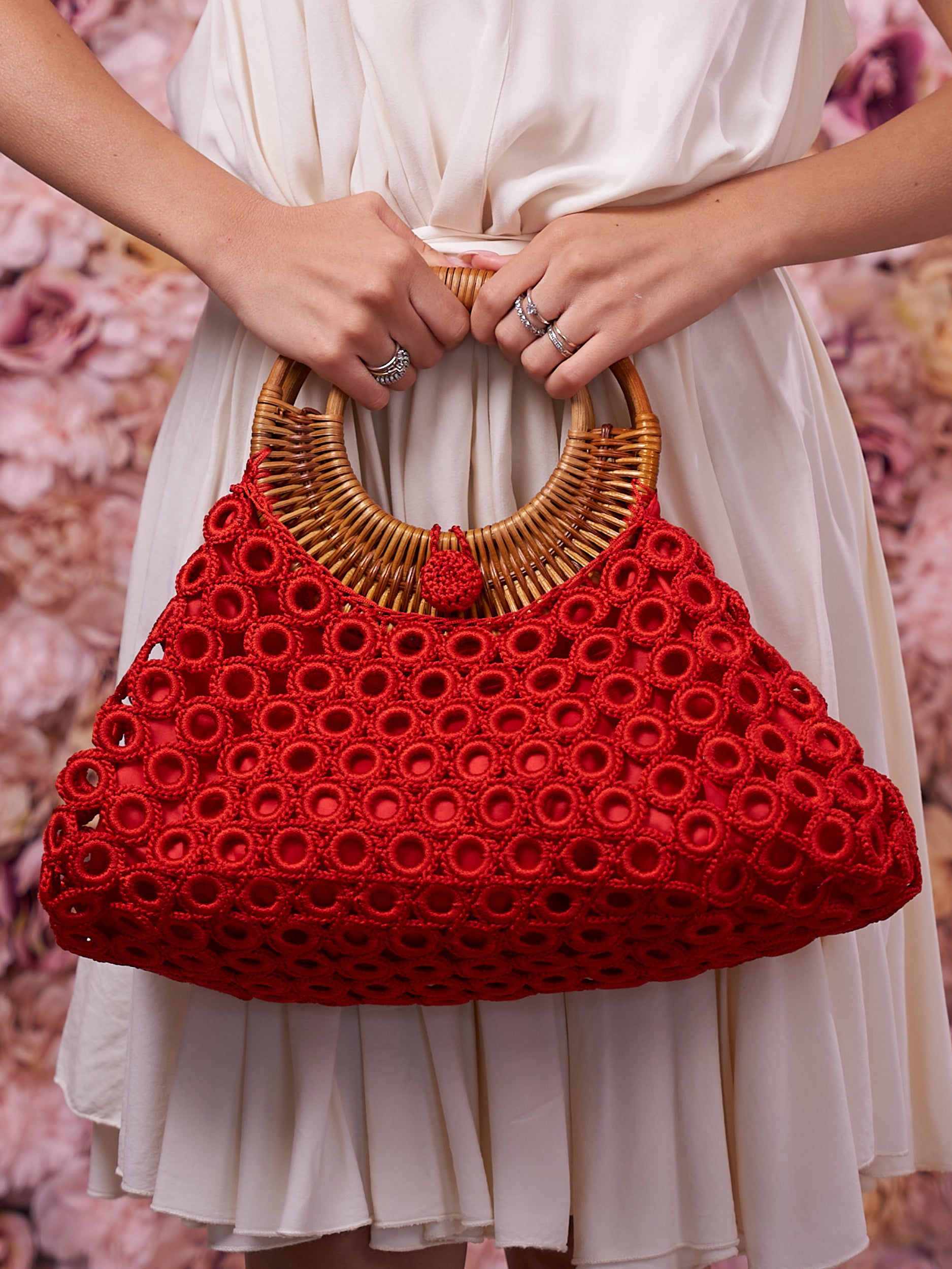 Borsa Crochet con Manico in Paglia