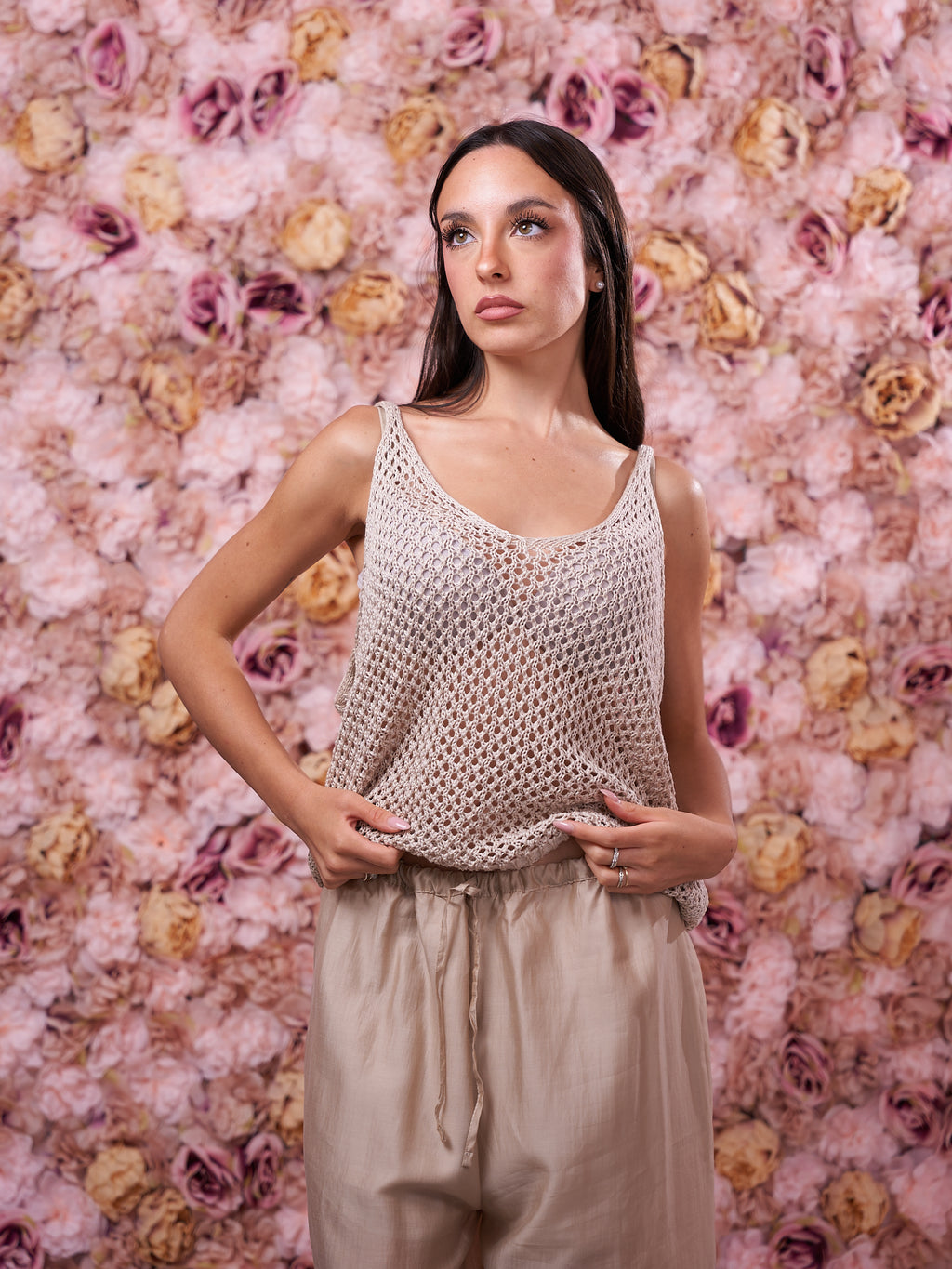 Canotta Traforata Beige