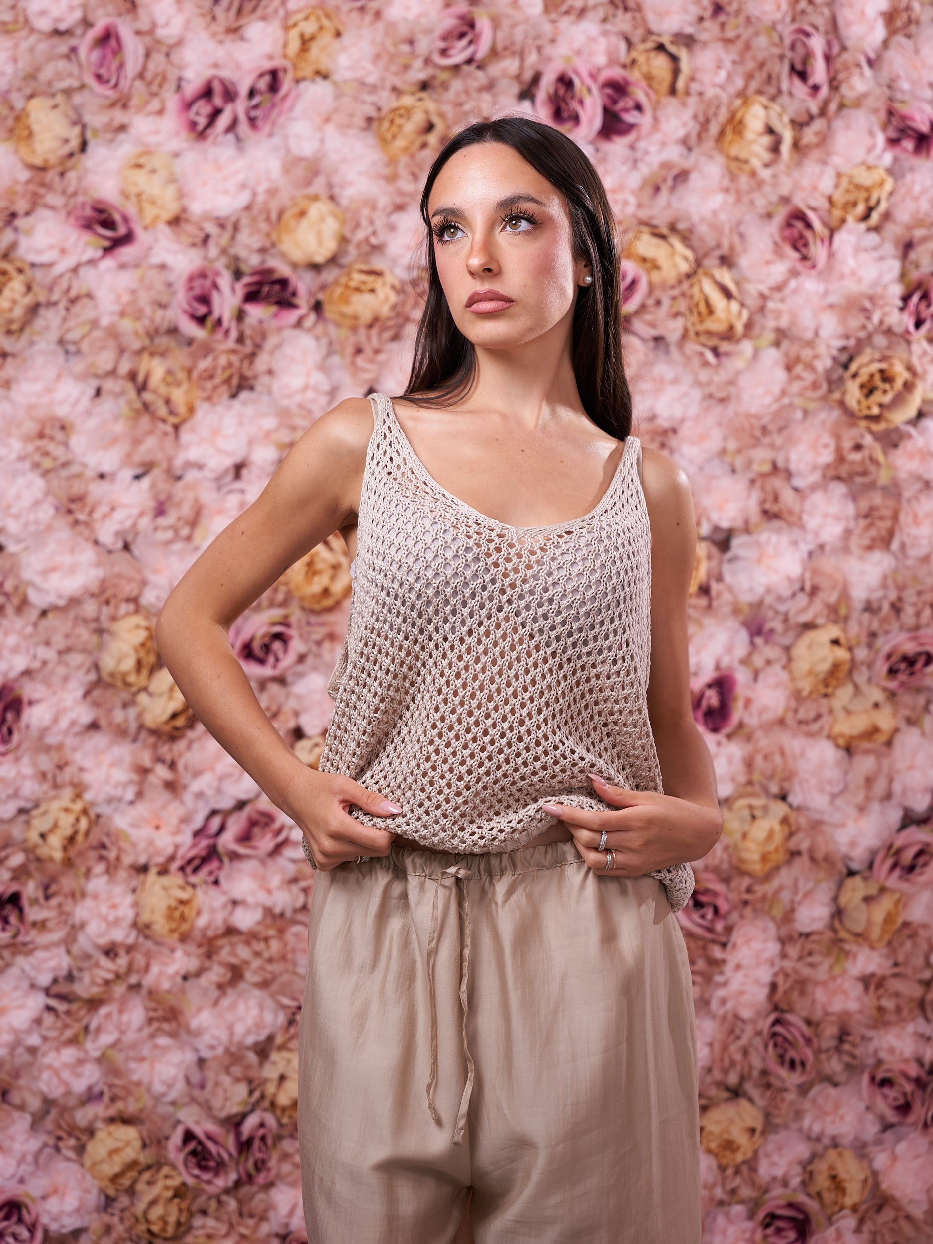 Canotta Traforata Beige