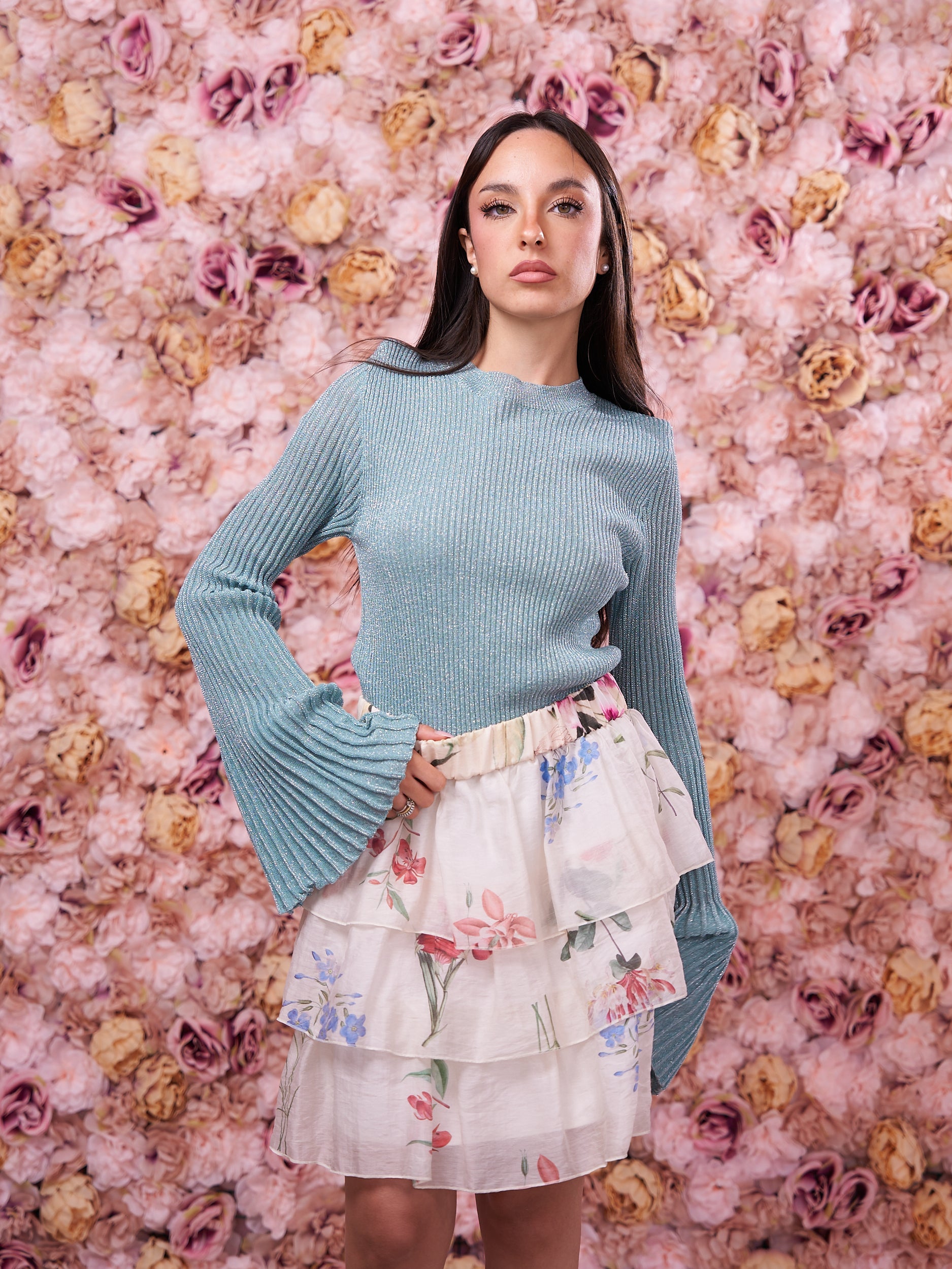 Gonna Bianca Fantasia Fiori